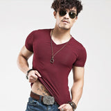 V collar Men T-Shirt