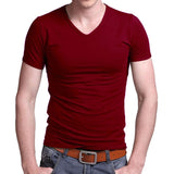 Stretch Lycra V Collar Mens T Shirt