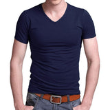 Stretch Lycra V Collar Mens T Shirt