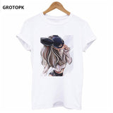 Girl and Dog Kawaii Print