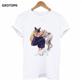 Girl and Dog Kawaii Print